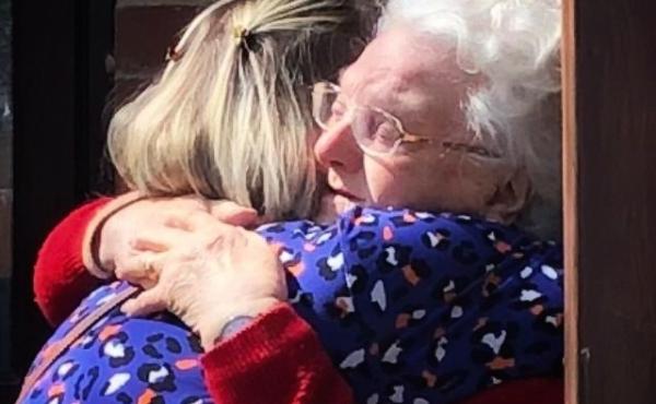 Gwen giving Hannah a hug of thanks for her support